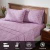 Superior Melange Flannel Cotton Sheet Set, Ultra-Soft Brushed Sheets, Modern, Farmhouse Bedding, Basics, Includes; Flat Sheet, Elastic Deep Pocket Fitted Sheet, Pillowcases, King, Fig Plum(Fig Plum)
