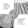 Superior Melange Flannel Cotton Sheet Set, Ultra-Soft Brushed Sheets, Modern, Farmhouse Bedding, Basics, Includes; Flat Sheet, Elastic Deep Pocket Fitted Sheet, Pillowcases, King, Fig Plum(Charcoal)