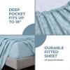 Superior Melange Flannel Cotton Sheet Set, Ultra-Soft Brushed Sheets, Modern, Farmhouse Bedding, Basics, Includes; Flat Sheet, Elastic Deep Pocket Fitted Sheet, Pillowcases, King, Fig Plum(Washed Blue)