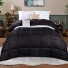 Superior Microfiber Basketweave Comforter, Down Alternative Bedding, Medium Weight, Fluffy, Decorative, Plush Duvet Insert, Oversized Blanket, Box Quilt Design, Monochrome, Twin/Twin XL, Plum(Black)