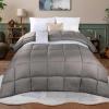 Superior Microfiber Basketweave Comforter, Down Alternative Bedding, Medium Weight, Fluffy, Decorative, Plush Duvet Insert, Oversized Blanket, Box Quilt Design, Monochrome, Twin/Twin XL, Plum(Charcoal)