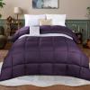 Superior Microfiber Basketweave Comforter, Down Alternative Bedding, Medium Weight, Fluffy, Decorative, Plush Duvet Insert, Oversized Blanket, Box Quilt Design, Monochrome, Twin/Twin XL, Plum(Plum)