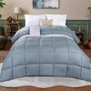 Superior Microfiber Basketweave Comforter, Down Alternative Bedding, Medium Weight, Fluffy, Decorative, Plush Duvet Insert, Oversized Blanket, Box Quilt Design, Monochrome, Twin/Twin XL, Plum(Smoke Blue)