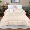 Superior Microfiber Basketweave Comforter, Down Alternative Bedding, Medium Weight, Fluffy, Decorative, Plush Duvet Insert, Oversized Blanket, Box Quilt Design, Monochrome, Twin/Twin XL, Plum(Cream)