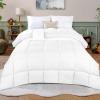 Superior Microfiber Basketweave Comforter, Down Alternative Bedding, Medium Weight, Fluffy, Decorative, Plush Duvet Insert, Oversized Blanket, Box Quilt Design, Monochrome, Twin/Twin XL, Plum(White)