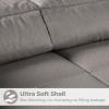 Superior Microfiber Basketweave Comforter, Down Alternative Bedding, Medium Weight, Fluffy, Decorative, Plush Duvet Insert, Oversized Blanket, Box Quilt Design, Monochrome, Twin/Twin XL, Plum(Charcoal)