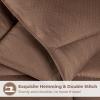 Superior Microfiber Basketweave Comforter, Down Alternative Bedding, Medium Weight, Fluffy, Decorative, Plush Duvet Insert, Oversized Blanket, Box Quilt Design, Monochrome, Twin/Twin XL, Plum(Taupe)