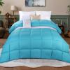 Superior Microfiber Basketweave Comforter, Down Alternative Bedding, Medium Weight, Fluffy, Decorative, Plush Duvet Insert, Oversized Blanket, Box Quilt Design, Monochrome, Twin/Twin XL, Plum(Winter Blue)