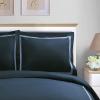 Superior Miller Cotton 300 TC Duvet Cover Set, Soft Comforter Covers, Bedroom Essentials, Coastal Striped, Includes 1 Duvet Cover with Button Closure, 2 Pillow Shams, King/California King, Grey(Navy Blue – Navy Blue)