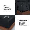 Superior Modal from Beechwood 300-Thread Count Solid Deep Pocket Sheet Set, King, White, 4-Piece SetxSuperior(Black)