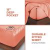 Superior Modal from Beechwood 300-Thread Count Solid Deep Pocket Sheet Set, King, White, 4-Piece SetxSuperior(Coral)