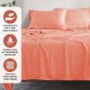 Superior Modal from Beechwood 300-Thread Count Solid Deep Pocket Sheet Set, King, White, 4-Piece SetxSuperior(Coral)