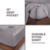 Superior Modal from Beechwood 300-Thread Count Solid Deep Pocket Sheet Set, King, White, 4-Piece SetxSuperior(Grey)