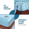 Superior Modal from Beechwood 300-Thread Count Solid Deep Pocket Sheet Set, King, White, 4-Piece SetxSuperior(Light Blue)