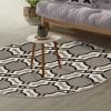 Superior Modern Geometric Art-Deco Trellis Power-Loomed Indoor Area Rug, 5′ Round, Gray