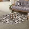 Superior Modern Geometric Art-Deco Trellis Power-Loomed Indoor Area Rug, 5′ Round, Gray