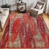 Superior Modern Indoor Area Rug, Washable, Non-Skid Foam Backing, Floor Decor for Living Room, Bedroom, Entry, Mudroom, Washable Rugs, Abstract Brushstroke, Brayton Collection, 5′ x 8′, Orange(Red)