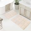 Superior Non-Slip Cotton Checkered Bath Rug Set with Spray Latex Backing, 20″ x 30″, 24″ x 36″, 2-Pieces, Ivory(Ivory – Chk)
