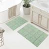 Superior Non-Slip Cotton Checkered Bath Rug Set with Spray Latex Backing, 20″ x 30″, 24″ x 36″, 2-Pieces, Ivory(Sage – Chk)
