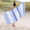 Superior Oversized Cotton Beach Towel for Adults and Kids, Quick Drying Towels for Pool, Spa, Resort, Hotel, Camping, Travel, Super Absorbent, Striped with Tassels, Tropical Cabana Collection, Black(Black)