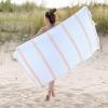Superior Oversized Cotton Beach Towel for Adults and Kids, Quick Drying Towels for Pool, Spa, Resort, Hotel, Camping, Travel, Super Absorbent, Striped with Tassels, Tropical Cabana Collection, Black(Yellow)