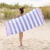 Superior Oversized Cotton Beach Towel for Adults and Kids, Quick Drying Towels for Pool, Spa, Resort, Hotel, Camping, Travel, Super Absorbent, Striped with Tassels, Tropical Cabana Collection, Black(Baked Apple)