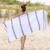 Superior Oversized Cotton Beach Towel for Adults and Kids, Quick Drying Towels for Pool, Spa, Resort, Hotel, Camping, Travel, Super Absorbent, Striped with Tassels, Tropical Cabana Collection, Black(Tropical Black)