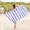 Superior Oversized Cotton Beach Towel for Adults and Kids, Quick Drying Towels for Pool, Spa, Resort, Hotel, Camping, Travel, Super Absorbent, Striped with Tassels, Tropical Cabana Collection, Black(Dusky Blue)