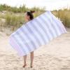 Superior Oversized Cotton Beach Towel for Adults and Kids, Quick Drying Towels for Pool, Spa, Resort, Hotel, Camping, Travel, Super Absorbent, Striped with Tassels, Tropical Cabana Collection, Black(Sunset)