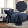 Superior Paisley 3 Piece Cotton Bedspread Set, Home Bed Decor, Decorative Bed Spread, 2 Pillow Shams, Medium Weight Blanket, Matelasse Coverlet Bedding, Vintage Floral Pattern, Queen, White(Navy Blue)