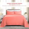 Superior Paisley 3 Piece Cotton Bedspread Set, Home Bed Decor, Decorative Bed Spread, 2 Pillow Shams, Medium Weight Blanket, Matelasse Coverlet Bedding, Vintage Floral Pattern, Queen, White(Coral)