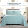 Superior Paisley 3 Piece Cotton Bedspread Set, Home Bed Decor, Decorative Bed Spread, 2 Pillow Shams, Medium Weight Blanket, Matelasse Coverlet Bedding, Vintage Floral Pattern, Queen, White(Aqua)