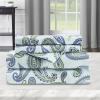 Superior Premium Cotton Flannel Sheets, All Season 100% Brushed Cotton Flannel Bedding, 4-Piece Sheet Set with Deep Fitting Pockets – Grey Paisley, Queen Bed(Light Blue)