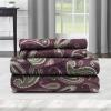 Superior Premium Cotton Flannel Sheets, All Season 100% Brushed Cotton Flannel Bedding, 4-Piece Sheet Set with Deep Fitting Pockets – Grey Paisley, Queen Bed(Purple)