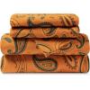 Superior Premium Cotton Flannel Sheets, All Season 100% Brushed Cotton Flannel Bedding, 4-Piece Sheet Set with Deep Fitting Pockets – Grey Paisley, Queen Bed(Pumpkin)