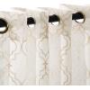 Superior Quality Lightweight Embroidered Imperial Trellis Sheer Stainless Grommets Window Treatment Curtain Panel (Set of 2) 52″ x 96″ – White(Champagne)