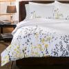 Superior Reed Cotton 200 Thread Count Duvet Cover Set, Comforter Cover, Bedroom Essentials, Embroidered Floral Leaves, Includes 1 Duvet Cover with Button Closure, 2 Pillow Shams, King/California King(Multicolor)