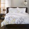 Superior Reed Cotton 200 Thread Count Duvet Cover Set, Comforter Cover, Bedroom Essentials, Embroidered Floral Leaves, Includes 1 Duvet Cover with Button Closure, 2 Pillow Shams, King/California King(Multicolor)