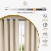 Superior Shimmer Blackout Curtain Set of 2, Thermal Insulated Panel Pair with Grommet Top Header, Chic Metallic Embellished Room Darkening Drapes, Available in 4 Lengths – Navy, 52” x 63” each(Ivory)