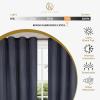 Superior Shimmer Blackout Curtain Set of 2, Thermal Insulated Panel Pair with Grommet Top Header, Chic Metallic Embellished Room Darkening Drapes, Available in 4 Lengths – Navy, 52” x 63” each(Deep Gulf)