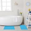 Superior Striped Bath Mat 2-Pack, 100% Combed Cotton, Luxury Spa Ribbed Texture, Durable and Washable Bathroom Mats – Aster Blue, 22″ x 35″ each(Aster Blue)