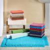 Superior Striped Bath Mat 2-Pack, 100% Combed Cotton, Luxury Spa Ribbed Texture, Durable and Washable Bathroom Mats – Aster Blue, 22″ x 35″ each(Brown)