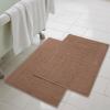 Superior Striped Bath Mat 2-Pack, 100% Combed Cotton, Luxury Spa Ribbed Texture, Durable and Washable Bathroom Mats – Aster Blue, 22″ x 35″ each(Chocolate)