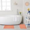 Superior Striped Bath Mat 2-Pack, 100% Combed Cotton, Luxury Spa Ribbed Texture, Durable and Washable Bathroom Mats – Aster Blue, 22″ x 35″ each(Coral)