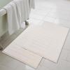 Superior Striped Bath Mat 2-Pack, 100% Combed Cotton, Luxury Spa Ribbed Texture, Durable and Washable Bathroom Mats – Aster Blue, 22″ x 35″ each(Cream)