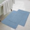 Superior Striped Bath Mat 2-Pack, 100% Combed Cotton, Luxury Spa Ribbed Texture, Durable and Washable Bathroom Mats – Aster Blue, 22″ x 35″ each(Denim Blue)