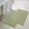 Superior Striped Bath Mat 2-Pack, 100% Combed Cotton, Luxury Spa Ribbed Texture, Durable and Washable Bathroom Mats – Aster Blue, 22″ x 35″ each(Forest Green)