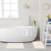 Superior Striped Bath Mat 2-Pack, 100% Combed Cotton, Luxury Spa Ribbed Texture, Durable and Washable Bathroom Mats – Aster Blue, 22″ x 35″ each(Ivory)