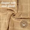 Superior Striped Bath Mat 2-Pack, 100% Combed Cotton, Luxury Spa Ribbed Texture, Durable and Washable Bathroom Mats – Aster Blue, 22″ x 35″ each(Latte)