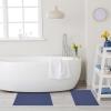 Superior Striped Bath Mat 2-Pack, 100% Combed Cotton, Luxury Spa Ribbed Texture, Durable and Washable Bathroom Mats – Aster Blue, 22″ x 35″ each(Navy Blue)